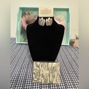 Rare Celia Sebiri for Avon Sterling Silver Tulip Pierced Earrings 1987 Signed